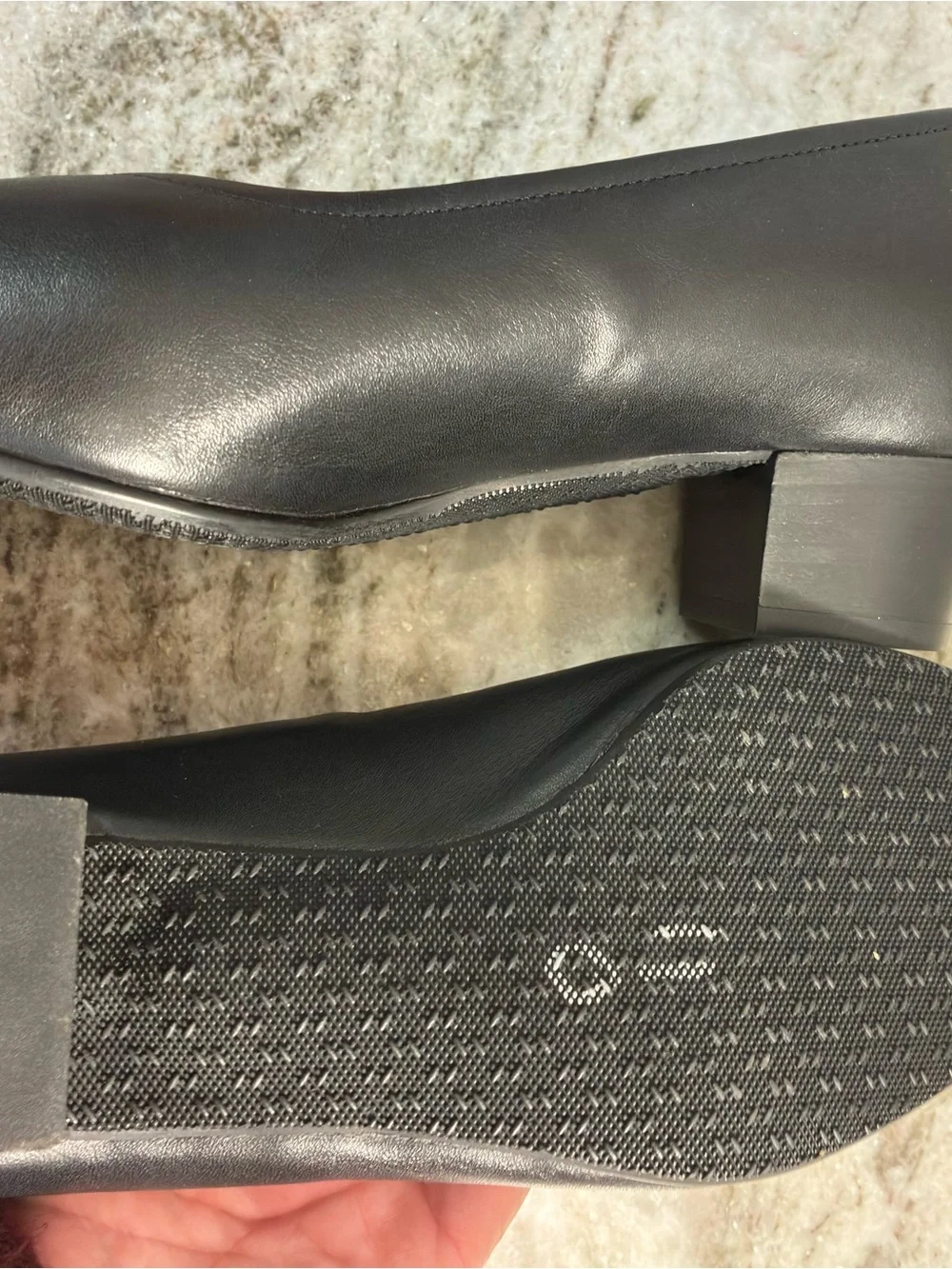 SAS Black Leather Low Block Heel Pump Size 6.5W Made in the USA